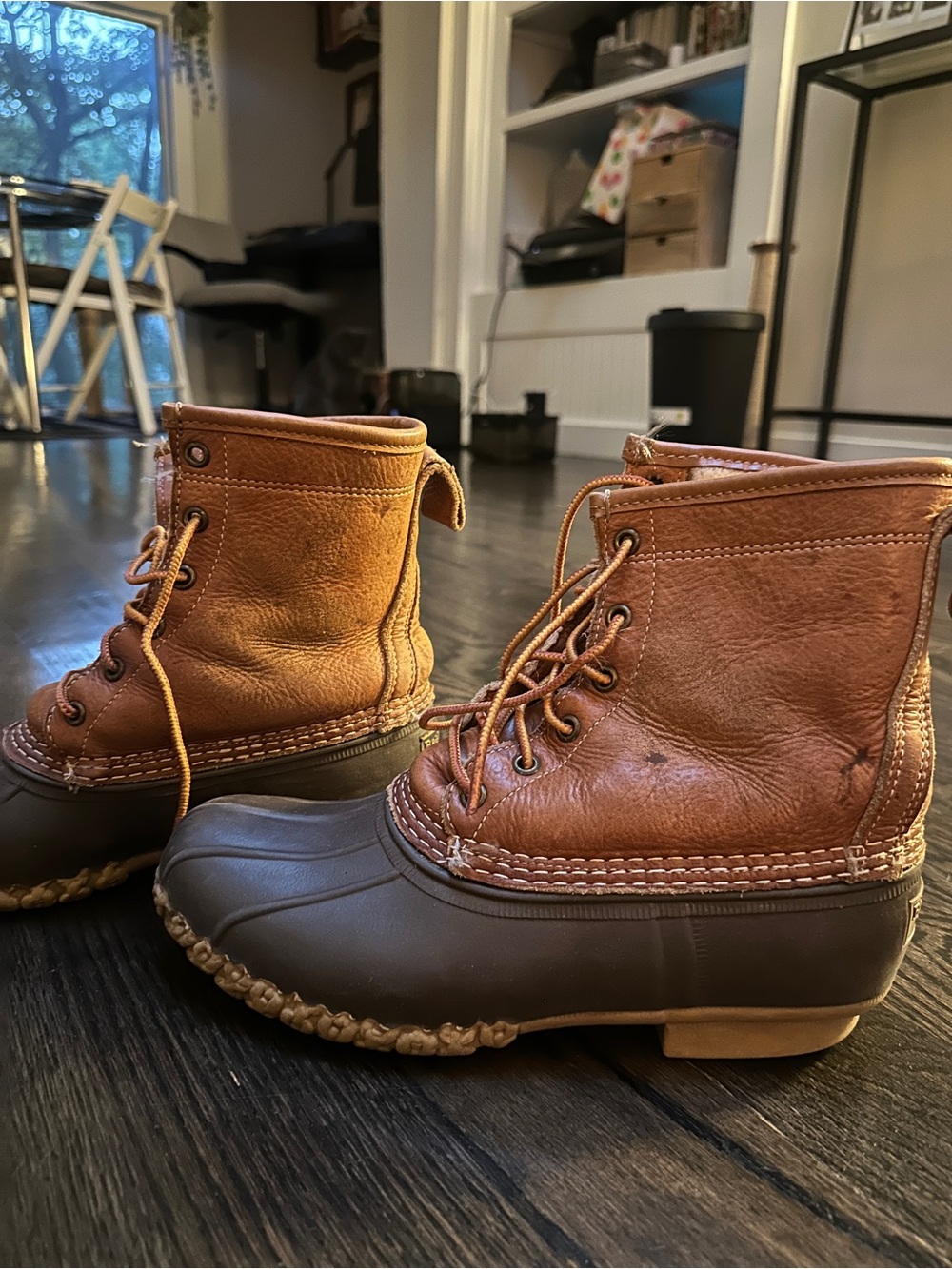 L.L. Bean Brown Leather and Dark Brown Rubber Duck Boots - Picture 2 of 4
